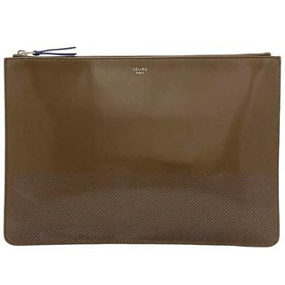 セリーヌ(celine)のセリーヌ クラッチバッグ ブラウン ポーチ パテント レザー 中古 CELINE 美品 ミニ ファスナー パンチング ミニバッグ 103713AB4 07OC CLUTCH POUCH 定番 人気 レディース クラッチ レザーバッグ(クラッチバッグ)