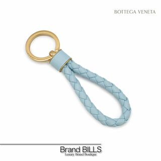 Bottega Veneta - 新品 ボッテガ ヴェネタ イントレチャート キーリング キーホルダー 651820 ラムスキン ティール ウォッシュド 水色 ゴールド金具