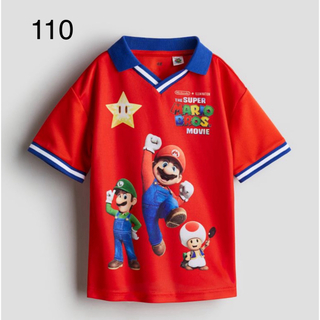 エイチアンドエム(H&M)の《新作》新品　スーパーマリオ　メッシュTシャツ　ポロシャツ　110-115(Tシャツ/カットソー)