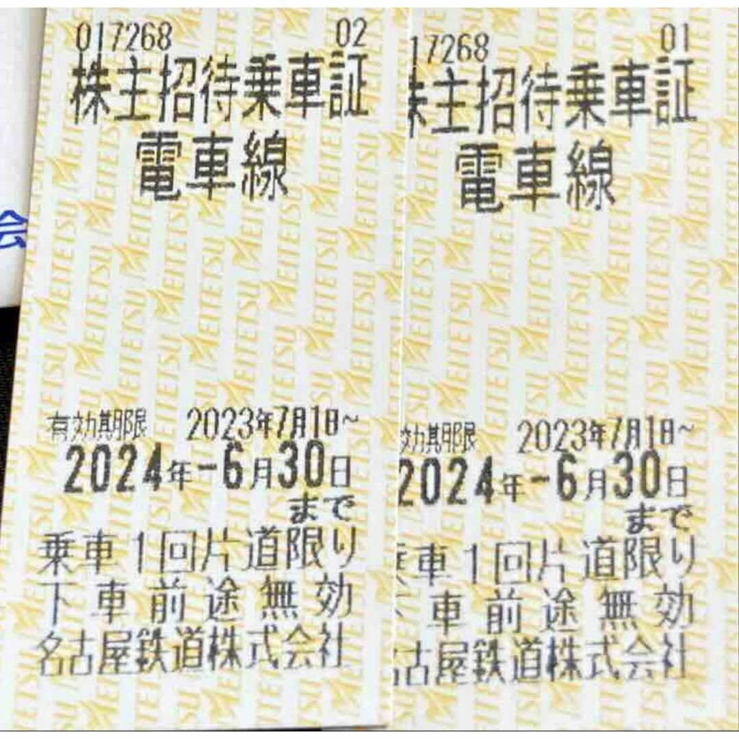 名古屋鉄道２枚　期限24.6.30　株主招待乗車証 ミニレター発送　名鉄 チケットの優待券/割引券(その他)の商品写真