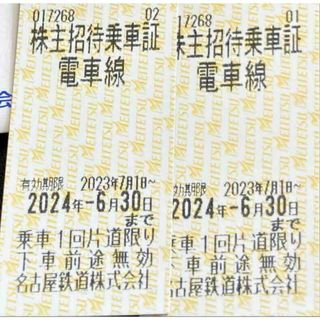 名古屋鉄道２枚　期限24.6.30　株主招待乗車証 ミニレター発送　名鉄(その他)