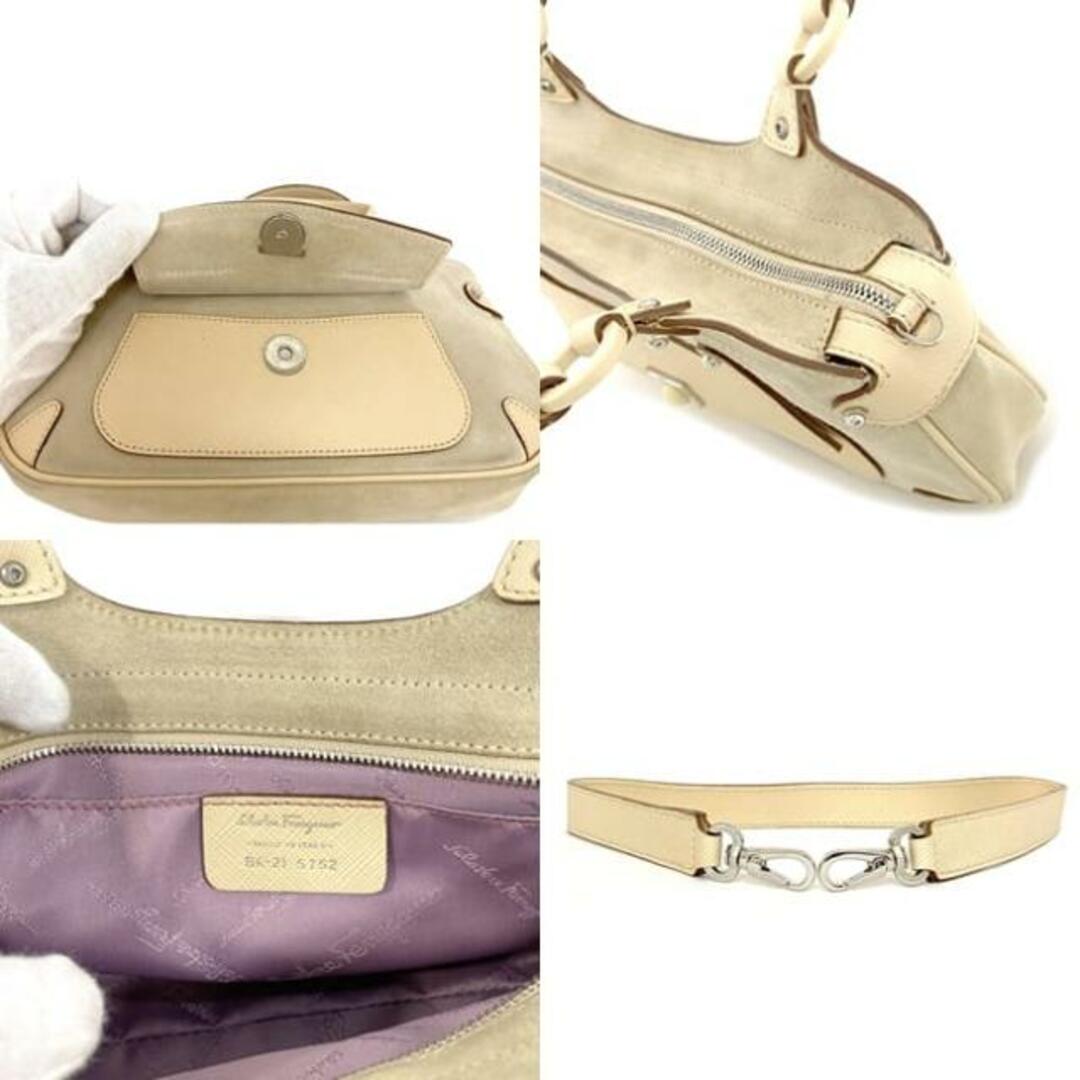 Ferragamo(フェラガモ)のサルヴァトーレ フェラガモ 2way バッグ ベージュ ガンチーニ BK-21 美品 レザー スエード 中古 Salvatore Ferragamo ミニバッグ アクセサリーポーチ ヴィンテージ ショルダー レア ミニ ハンドバッグ レディースのバッグ(ハンドバッグ)の商品写真