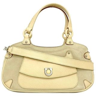 フェラガモ(Ferragamo)のサルヴァトーレ フェラガモ 2way バッグ ベージュ ガンチーニ BK-21 美品 レザー スエード 中古 Salvatore Ferragamo ミニバッグ アクセサリーポーチ ヴィンテージ ショルダー レア ミニ ハンドバッグ(ハンドバッグ)