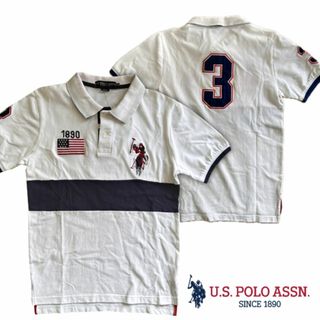 ユーエスポロアッスン(U.S. POLO ASSN.)の訳あり　U.S. POLO ASSN メンズ 半袖 ポロ ホワイト ネイビー(ポロシャツ)