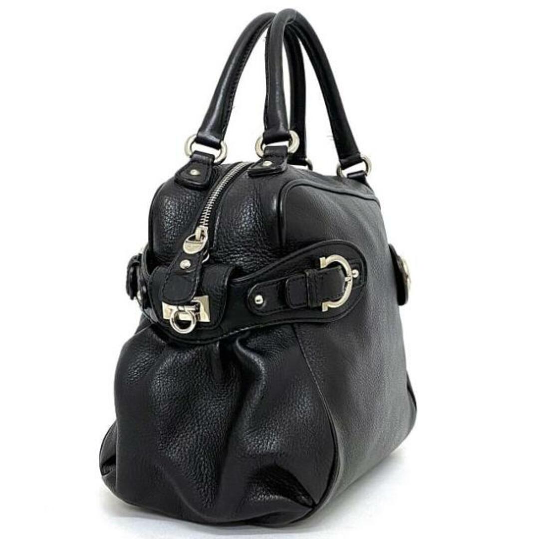 Ferragamo(フェラガモ)のサルヴァトーレ フェラガモ 2way バッグ ブラック シルバー ガンチーニ BW-21 7378 美品 レザー 中古 Salvatore Ferragamo トートバッグ ショルダーバッグ シンプル ハンドバッグ ファスナー 人気 レディースのバッグ(ショルダーバッグ)の商品写真