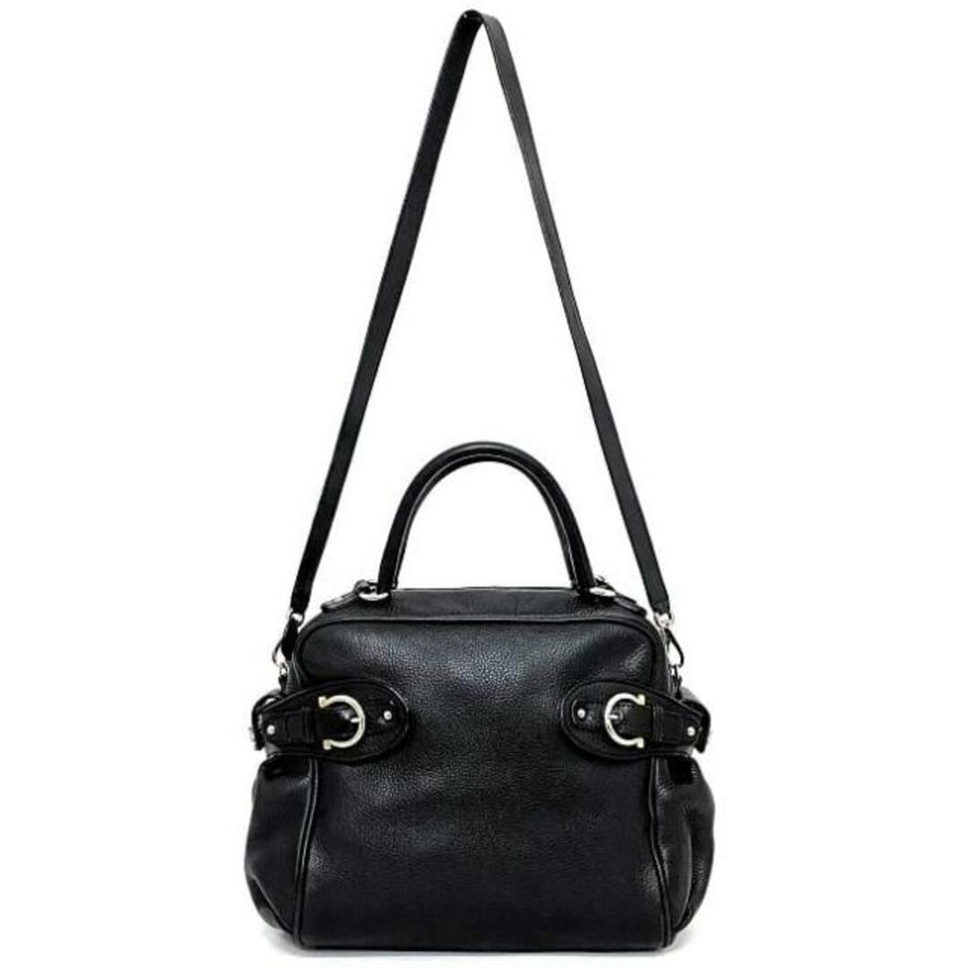 Ferragamo(フェラガモ)のサルヴァトーレ フェラガモ 2way バッグ ブラック シルバー ガンチーニ BW-21 7378 美品 レザー 中古 Salvatore Ferragamo トートバッグ ショルダーバッグ シンプル ハンドバッグ ファスナー 人気 レディースのバッグ(ショルダーバッグ)の商品写真