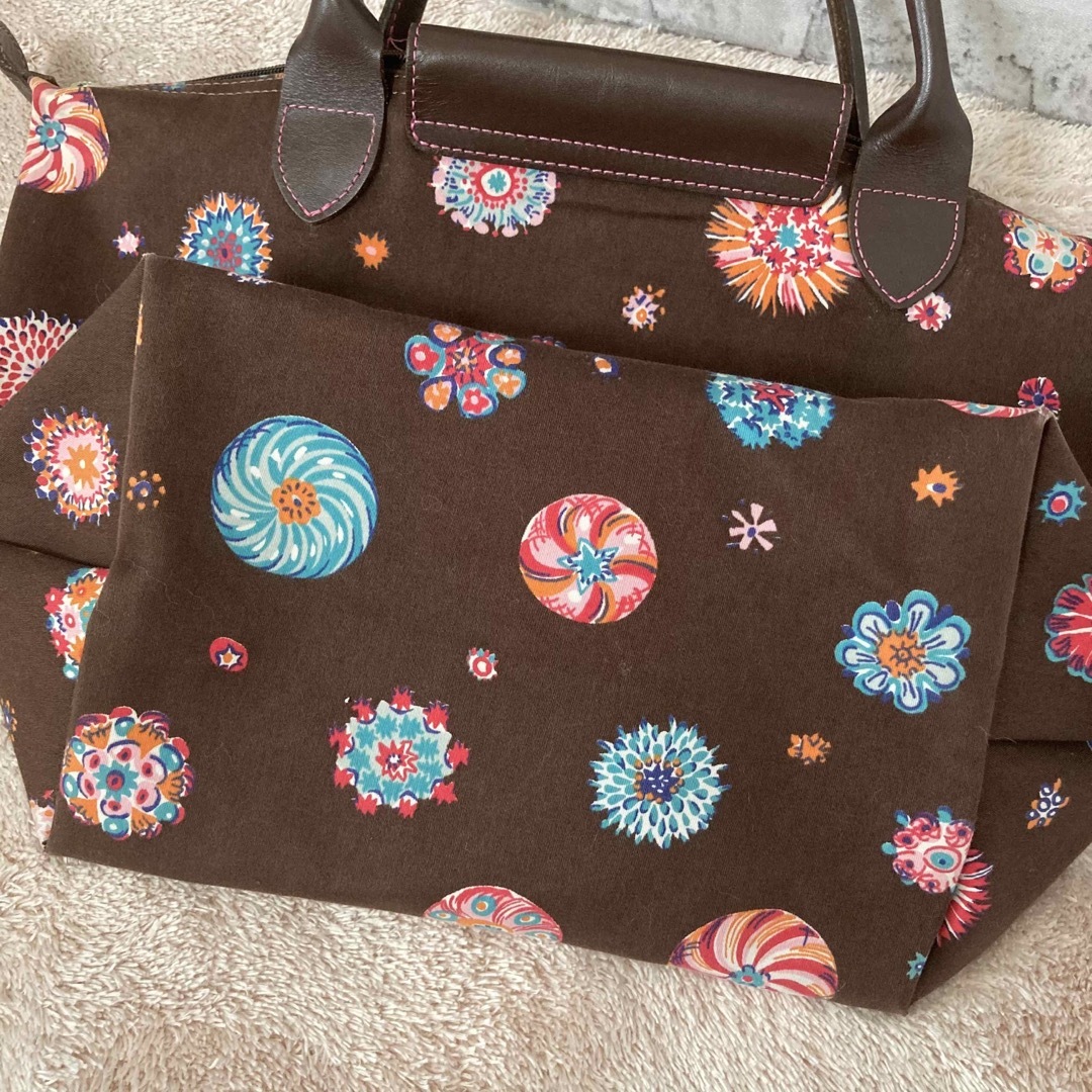 LONGCHAMP ロンシャン トートバッグ 茶色 総柄 LONGCHAMP ロンシャン トートバッグ 茶色 総柄