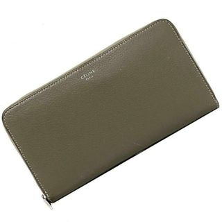 セリーヌ(celine)のセリーヌ ラウンドファスナー 長財布 グレー ベージュ グレージュ スリ マルチファンクション 財布 レザー 中古 CELINE ラージ ウォレット ロゴ シンプル 美品 定番 人気 レディース 上品 高級感 ワンポイント(財布)