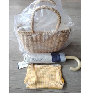 ロクシタン(L'OCCITANE)のロクシタン　かごバッグ　晴雨兼用折りたたみ傘　ポーチ(ノベルティグッズ)