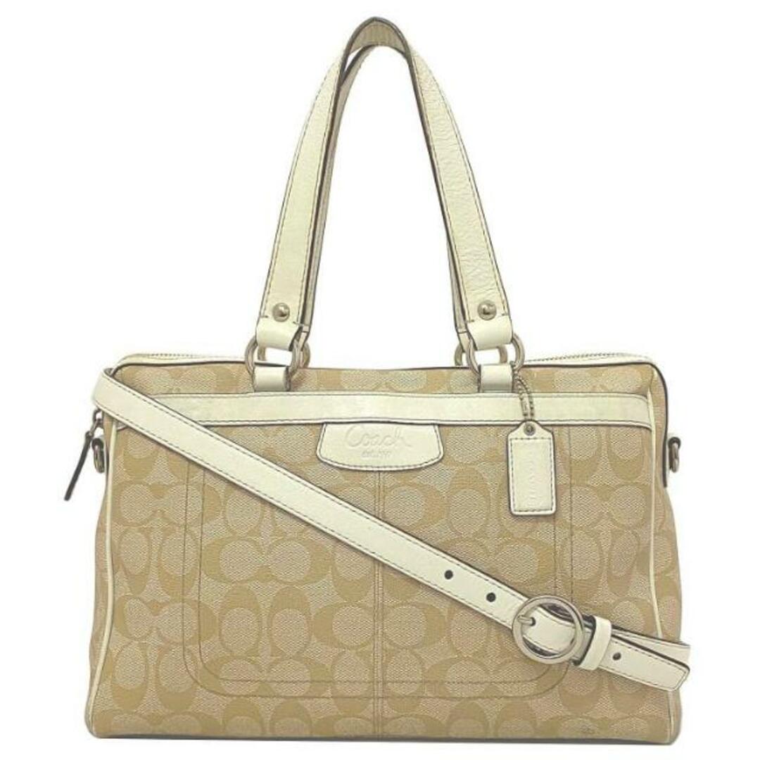COACH - コーチ 2way バッグ ベージュ ホワイト シグネチャー COACH - コーチ 2way バッグ ベージュ ホワイト シグネチャー
