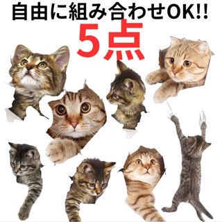 猫　ウォールステッカー　ねこ　シール　インテリア　可愛い　壁　トイレ　車　扉 (ステッカー)