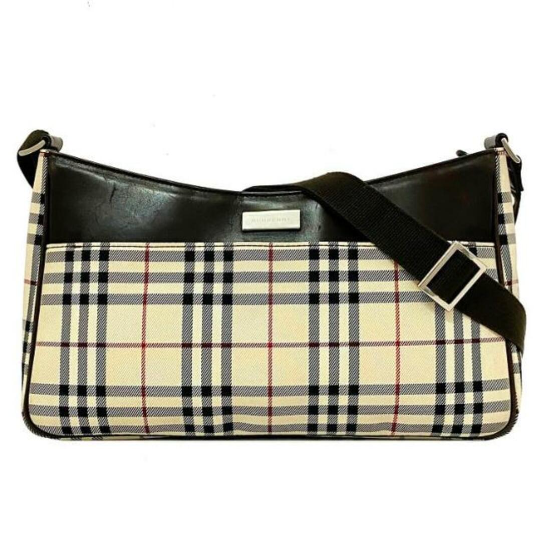 BURBERRY(バーバリー)のバーバリー ショルダーバッグ ベージュ ブラウン ノバチェック 美品 キャンバス レザー 中古 BURBERRY 茶色 肩掛け セミショルダー ファスナー ヴィンテージ 軽量 ロゴ チェック 定番 人気 レディース メンズ お洒落 レディースのバッグ(ショルダーバッグ)の商品写真