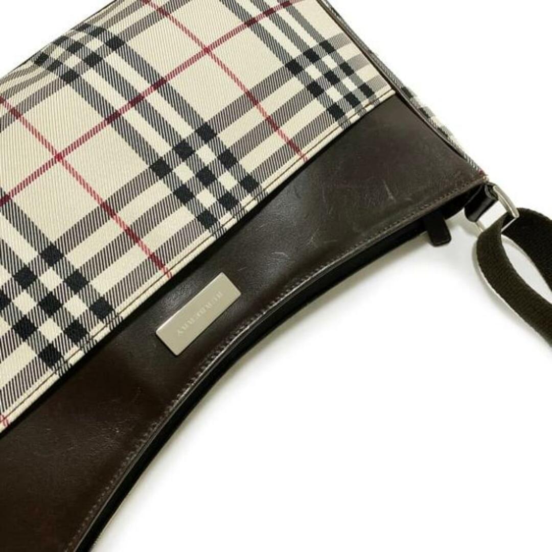 BURBERRY(バーバリー)のバーバリー ショルダーバッグ ベージュ ブラウン ノバチェック 美品 キャンバス レザー 中古 BURBERRY 茶色 肩掛け セミショルダー ファスナー ヴィンテージ 軽量 ロゴ チェック 定番 人気 レディース メンズ お洒落 レディースのバッグ(ショルダーバッグ)の商品写真