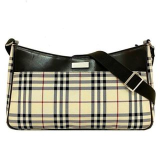 バーバリー(BURBERRY)のバーバリー ショルダーバッグ ベージュ ブラウン ノバチェック 美品 キャンバス レザー 中古 BURBERRY 茶色 肩掛け セミショルダー ファスナー ヴィンテージ 軽量 ロゴ チェック 定番 人気 レディース メンズ お洒落(ショルダーバッグ)