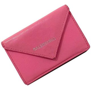 バレンシアガ(Balenciaga)のバレンシアガ 三つ折り 財布 ペーパーウォレット ピンク 391446 ミニ レザー 中古 BALENCIAGA コンパクト ウォレット ロゴ シンプル ホック ミニサイズ 定番 人気 レディース 小銭入れ有 お洒落 高級感 カジュアル(財布)