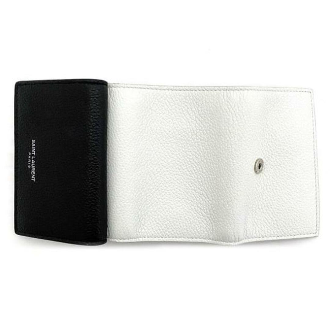 SAINT LAURENT - サンローラン 三つ折り 財布 ブラック ホワイト SAINT LAURENT - サンローラン 三つ折り 財布 ブラック ホワイト