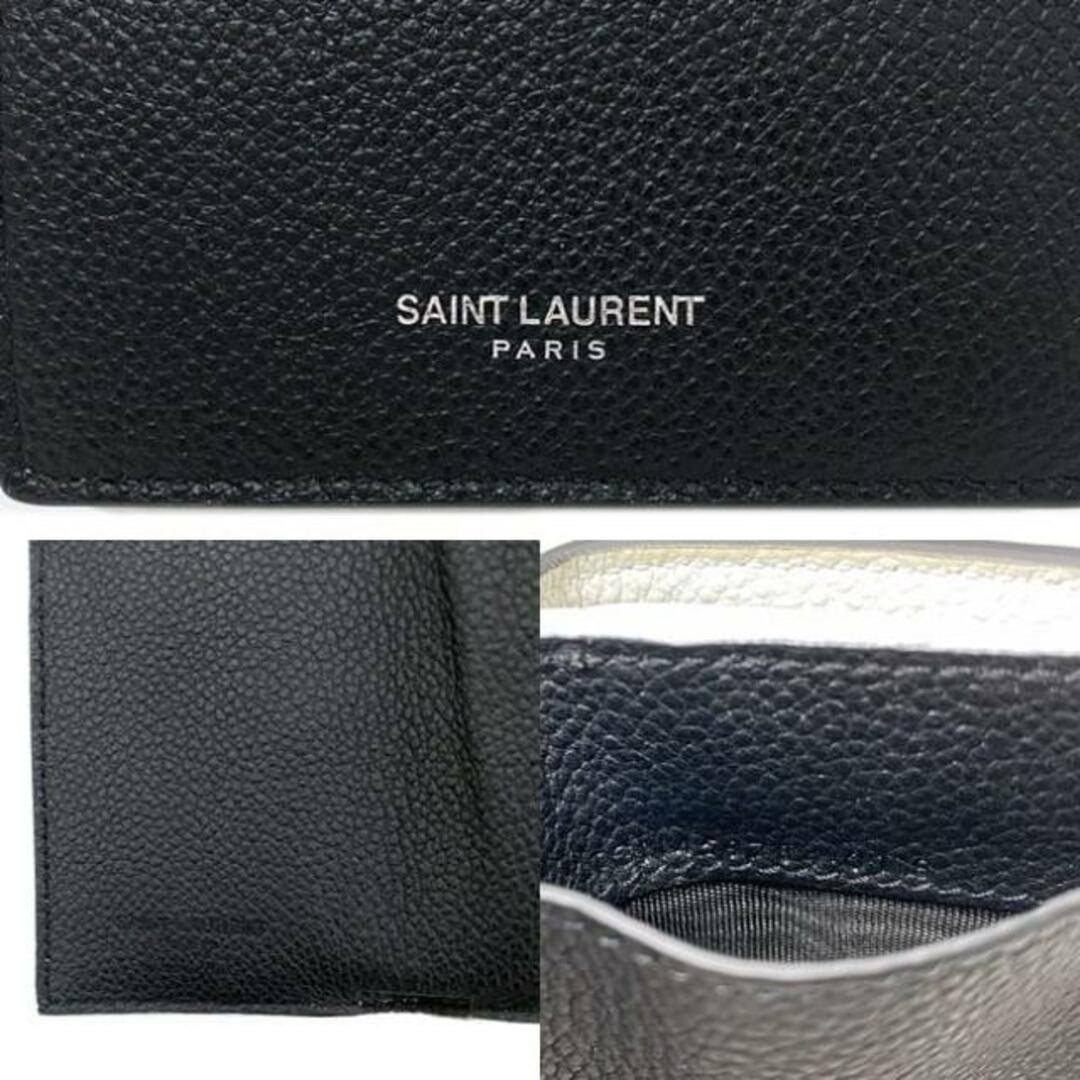 SAINT LAURENT - サンローラン 三つ折り 財布 ブラック ホワイト SAINT LAURENT - サンローラン 三つ折り 財布 ブラック ホワイト