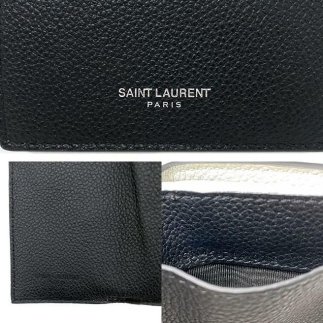 Saint Laurent(サンローラン)のサンローラン 三つ折り 財布 ブラック ホワイト バイカラー 459784 美品 レザー 中古 SAINT LAURENT 黒 白 コンパクト ミニ ウォレット シンプル ホック 定番 人気 モノトーン 白黒 ロゴ ワンポイント レディースのファッション小物(財布)の商品写真