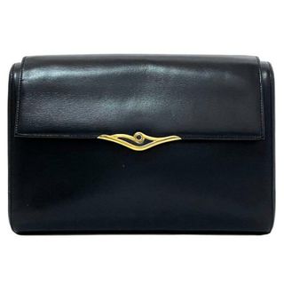 カルティエ(Cartier)のカルティエ クラッチバッグ ネイビー ゴールド サファイア 美品 レザー GP 中古 Cartier ハンドバッグ フラップ ヴィンテージ レア シンプル 定番 人気 女性 レディース 通勤 通学 無地 ワンポイント ゴールド金具(ハンドバッグ)