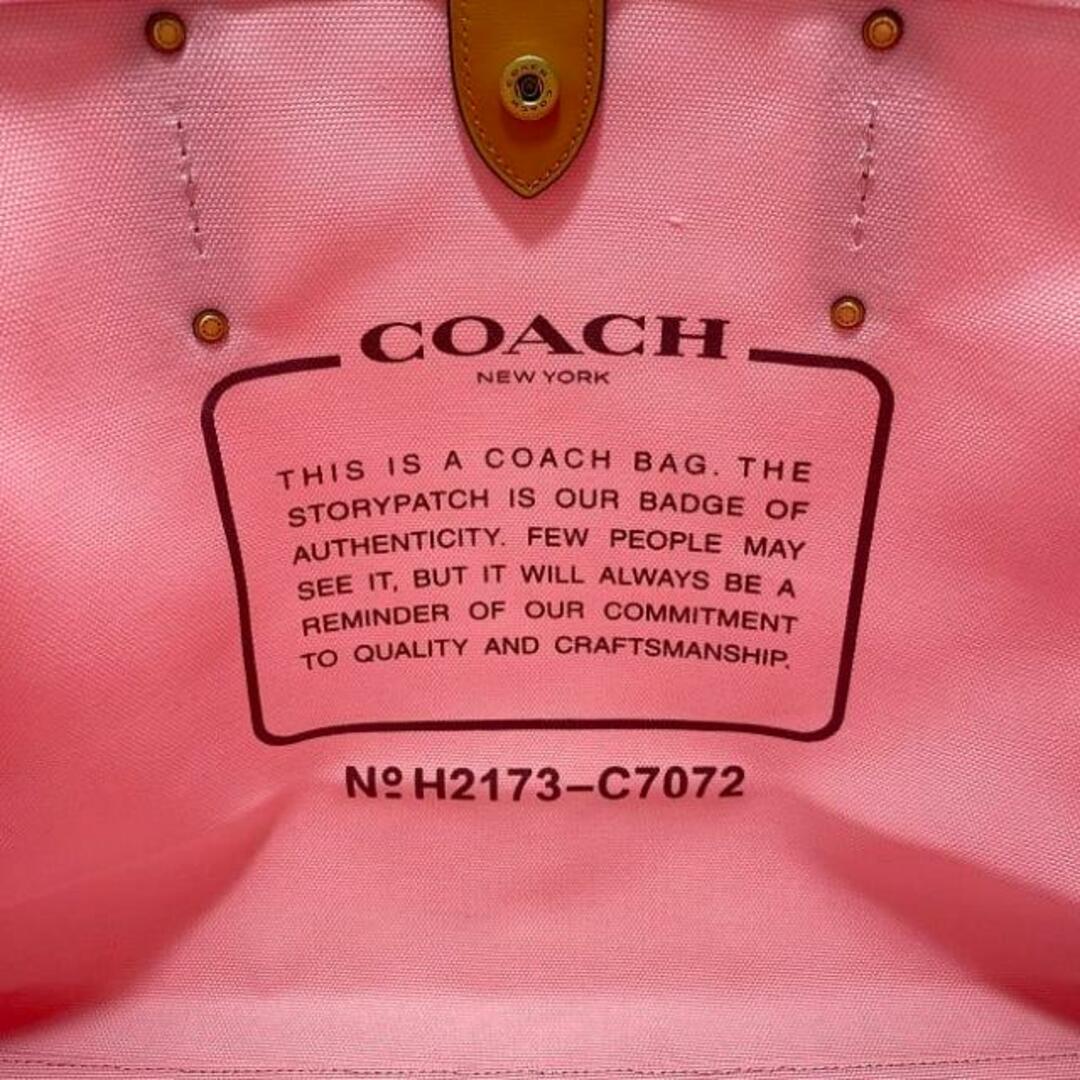 COACH(コーチ)のコーチ トートバッグ ピンク C7072 未使用 美品 キャンバス レザー Sランク COACH ロゴ ビックトート 80TH アニヴァーサリー 肩掛け 軽量 80周年記念 限定コレクション 定番 人気 マチ有 ビッグサイズ 布 レディースのバッグ(トートバッグ)の商品写真