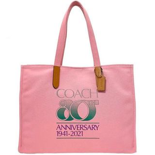 コーチ(COACH)のコーチ トートバッグ ピンク C7072 未使用 美品 キャンバス レザー Sランク COACH ロゴ ビックトート 80TH アニヴァーサリー 肩掛け 軽量 80周年記念 限定コレクション 定番 人気 マチ有 ビッグサイズ 布(トートバッグ)