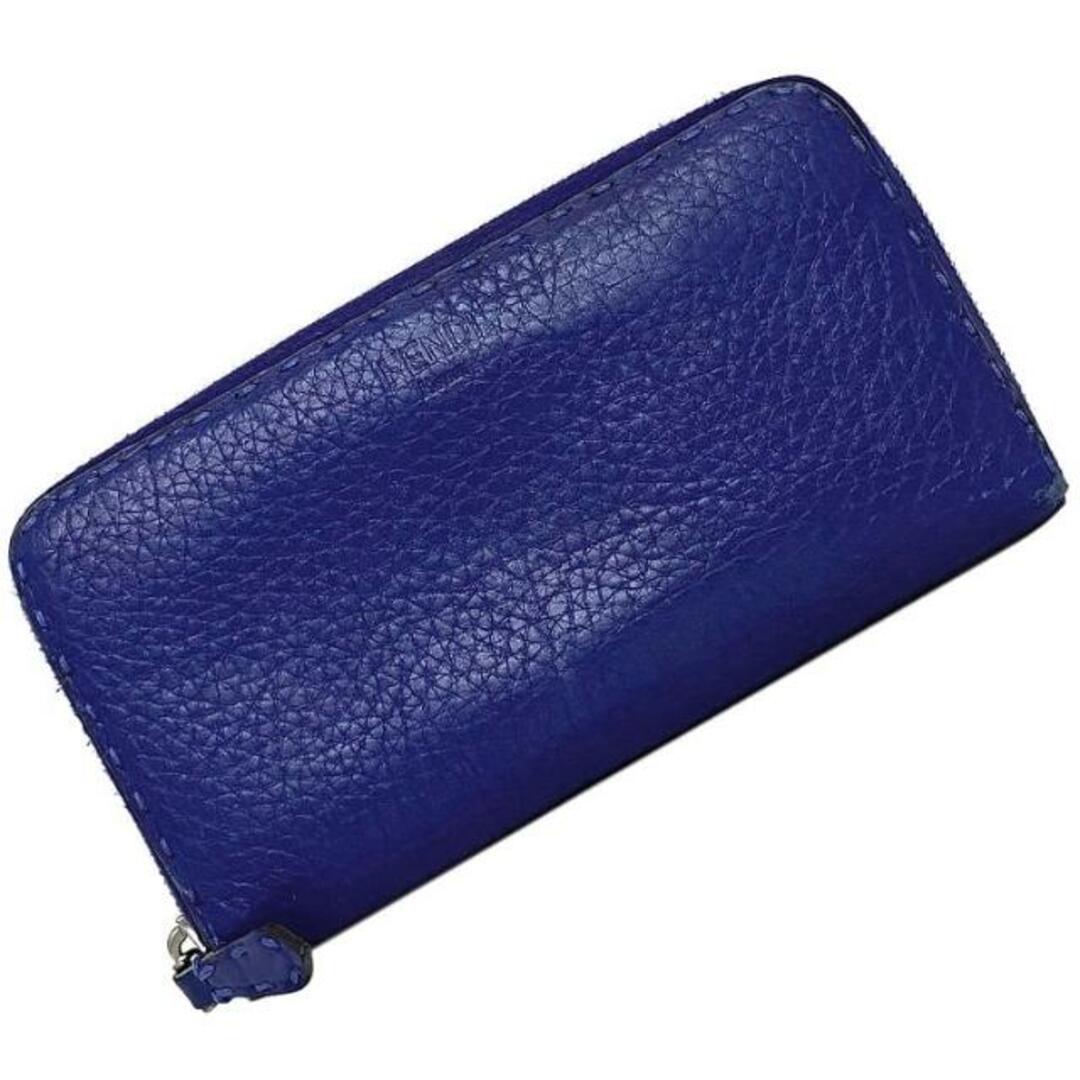 FENDI - フェンディ ラウンドファスナー 長財布 ブルー セレリア FENDI - フェンディ ラウンドファスナー 長財布 ブルー セレリア