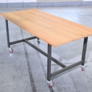 アデペシュ「molid working table/モリード ワーキングテーブル」机b オーク無垢材 ダイニング キャスター付き 作業台 a.depeche【中古家具/中古インテリア/USED家具ユーズド家具/リサイクル】(ダイニングテーブル)