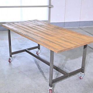 アデペシュ「molid working table/モリード ワーキングテーブル」机ｂ オーク無垢材 ダイニング キャスター付き 作業台 a.depeche【中古家具/中古インテリア/USED家具ユーズド家具/リサイクル】(ダイニングテーブル)