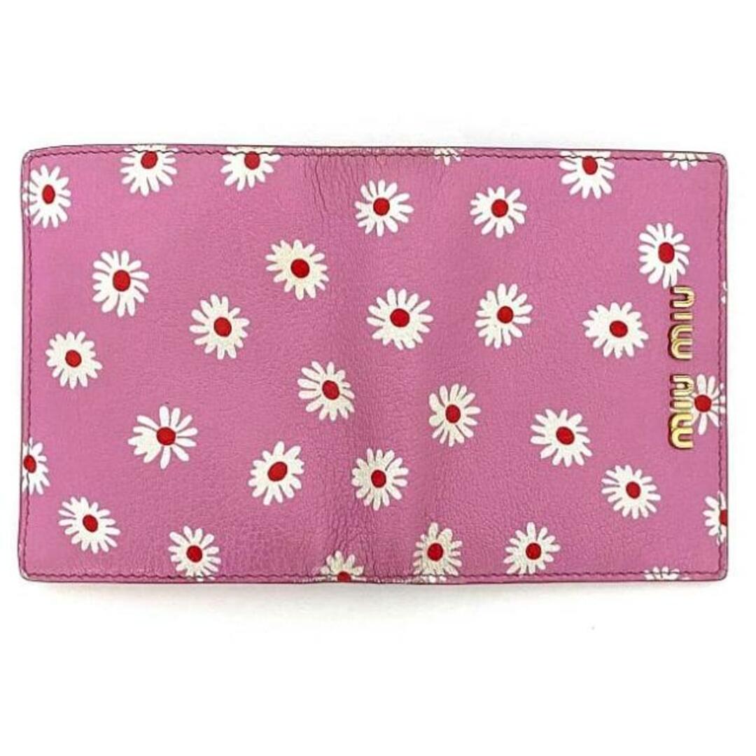 MIU MIU - ミュウミュウ 二つ折り 財布 ピンク ホワイト MIU MIU - ミュウミュウ 二つ折り 財布 ピンク ホワイト