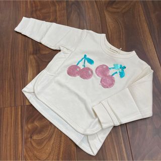 ブランシェス(Branshes)の未使用　ブランシェス　スパンコール　さくらんぼ　起毛　長袖Tシャツ  90(Tシャツ/カットソー)