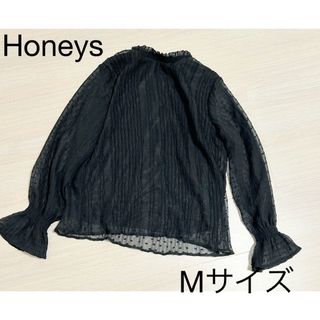 ハニーズ(HONEYS)のハニーズ　ドット柄シアーブラウス　ブラック　Mサイズ(シャツ/ブラウス(長袖/七分))