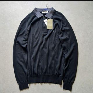 ジョンスメドレー(JOHN SMEDLEY)の未使用 ジョンスメドレー×フレッドペリー ニットポロシャツ 長袖 ブラック S(ポロシャツ)