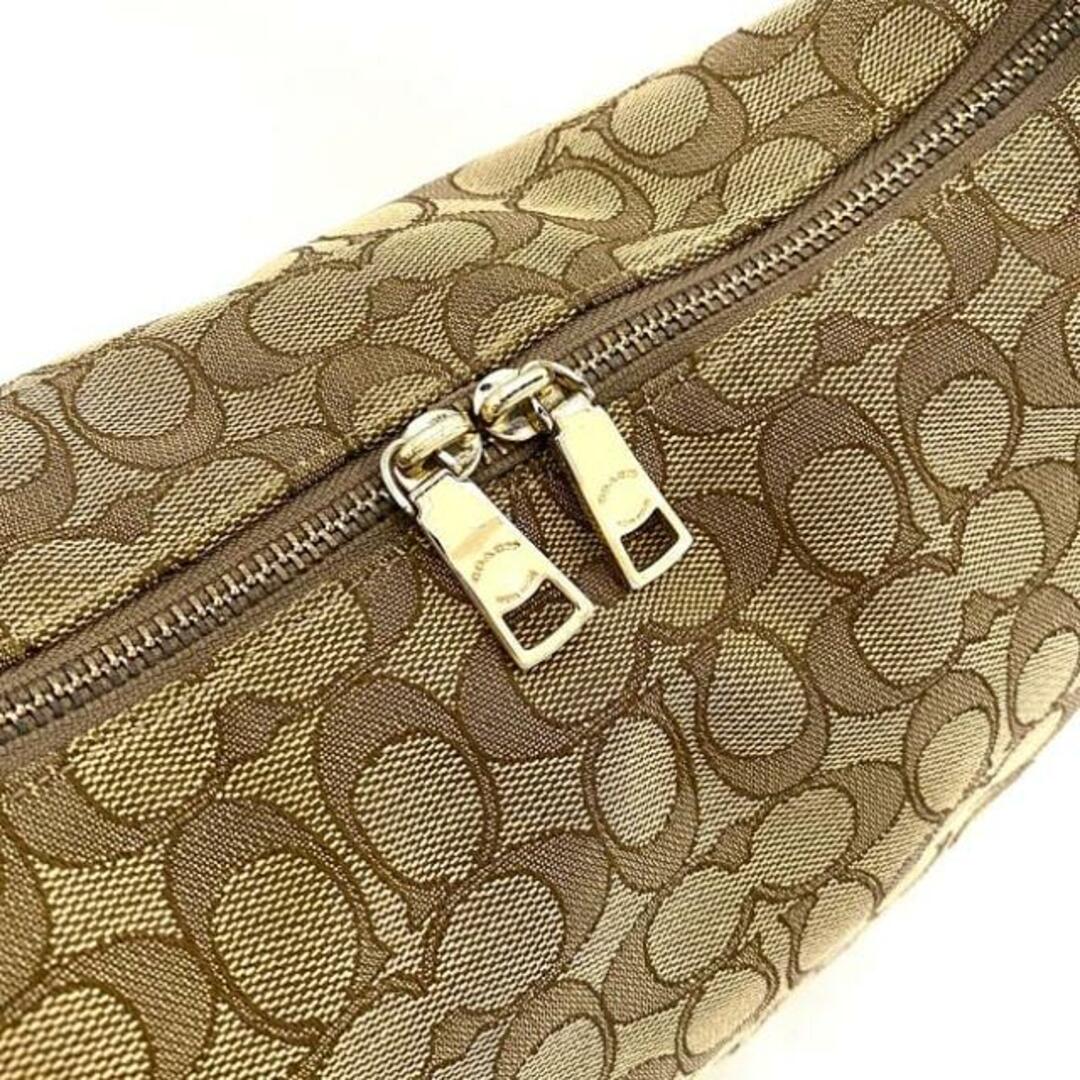 COACH(コーチ)のコーチ 2way バッグ ベージュ ブラウン シグネチャー F58327 ショルダーバッグ キャンバス レザー 中古 COACH 肩掛け ワンショルダー バッグ 茶色 レディース メンズ ファスナー マチ有 総柄 ロゴ お洒落 レディースのバッグ(ショルダーバッグ)の商品写真