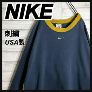 ナイキ(NIKE)の【USA製!!】ナイキ ✈︎刺繍 ゆるだぼ 白タグ 裏起毛 トレーナー 重ね着(スウェット)