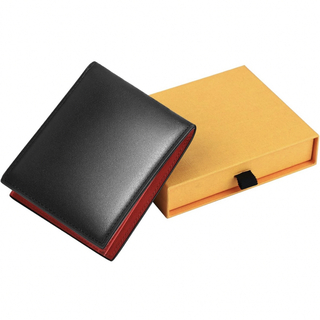 【財布】二つ折り 黒×赤 メンズ 新品 本革 薄型 ビジネス レザー カード収納(折り財布)