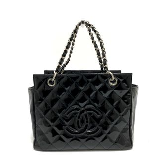 シャネル(CHANEL)のシャネル CHANEL ココマーク マトラッセ チェーンバッグ ハンドバッグ エナメル ブラック(ハンドバッグ)