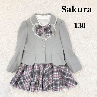 sakura　サクラ　女の子　キッズフォーマルスーツ　グレー　ピンク　120(ドレス/フォーマル)