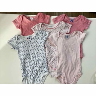 プチバトー(PETIT BATEAU)のプチバトー　ロンパース　肌着　5枚セット(ロンパース)