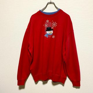 ヴィンテージ(VINTAGE)のアメリカ古着　雪だるま　刺繍　トレーナー　スウェット　レトロデザイン　R12(トレーナー/スウェット)