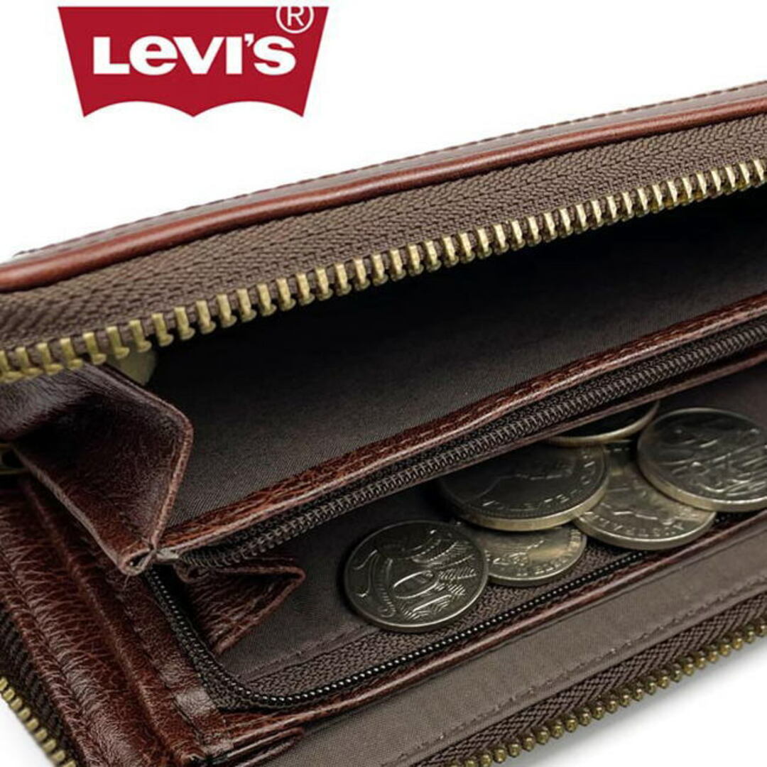 Levi's(リーバイス)のブラック 黒 Levis リーバイス ラベルパッチ エコレザー 長財布8305 メンズのファッション小物(長財布)の商品写真