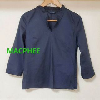 マカフィー(MACPHEE)の【MACPHEE】スキッパーシャツ☆七分袖・ダークネイビー(シャツ/ブラウス(長袖/七分))