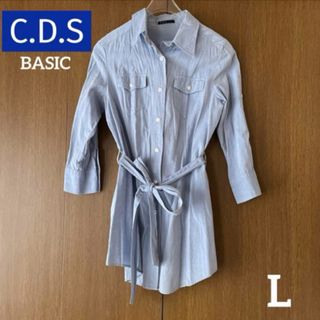 シーディーエスベーシック(C.D.S BASIC)の♡ C.D.S BASIC デニム調2wayブラウス　L(シャツ/ブラウス(長袖/七分))