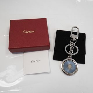 カルティエ(Cartier)のカルティエ キーホルダー
 ドゥーブルC ドゥ カルティエ ロゴ キーリング  シルバー×ブルーラッカー Th544911 中古(キーホルダー/ストラップ)