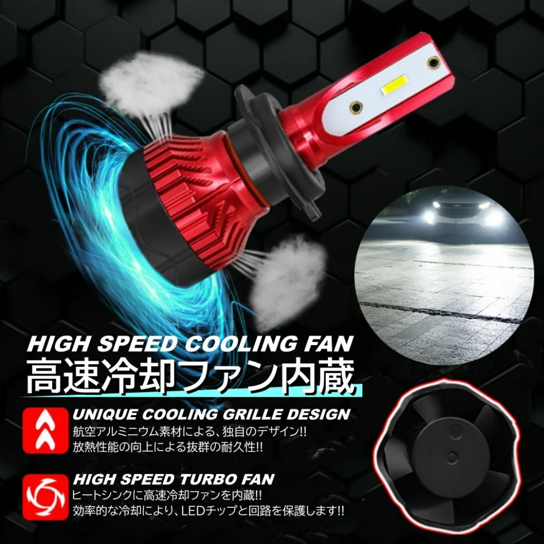 爆光 LED フォグランプ H8/H9/H11/H16 6000K フォグライト 自動車/バイクの自動車(汎用パーツ)の商品写真