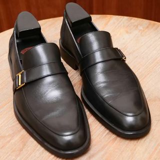 グッチ(Gucci)の美品✨【GUCCI】グッチ ストラップローファー UK6.5 ブラック 革靴(ブーツ)