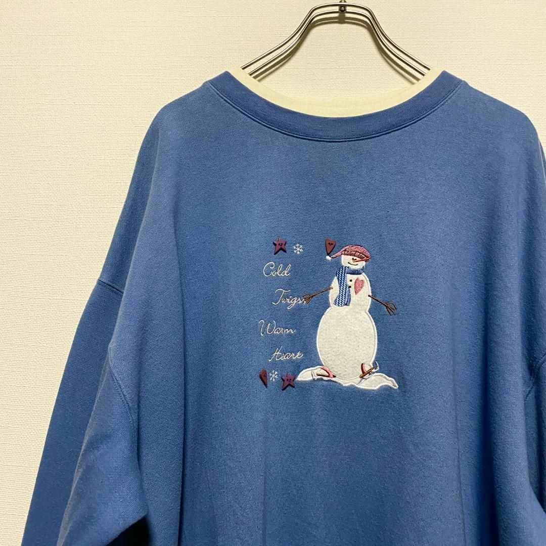 VINTAGE(ヴィンテージ)のアメリカ古着　雪だるま　刺繍　トレーナー　スウェット　ゆるふわ　レトロ　R85 レディースのトップス(トレーナー/スウェット)の商品写真