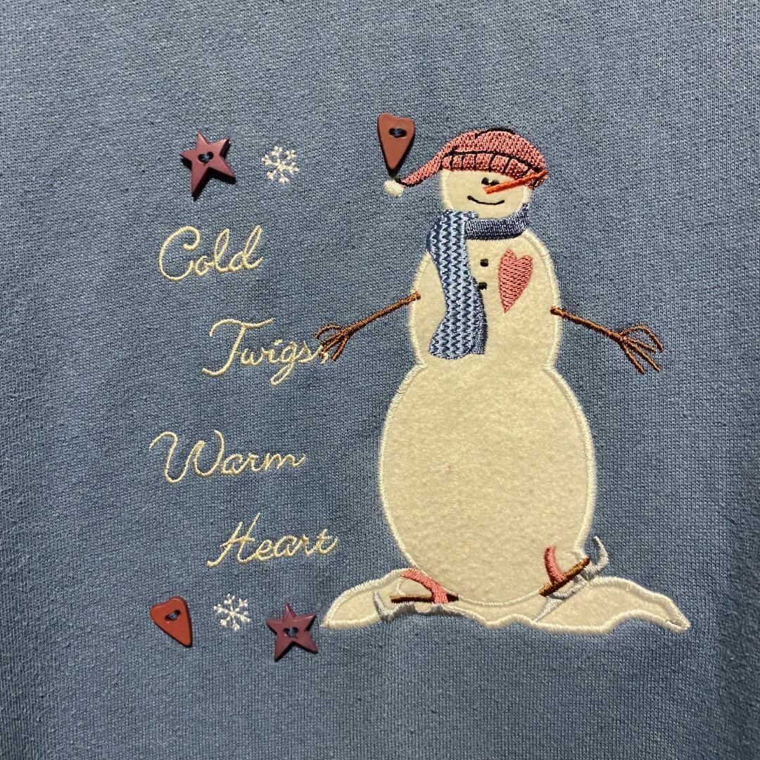 VINTAGE(ヴィンテージ)のアメリカ古着　雪だるま　刺繍　トレーナー　スウェット　ゆるふわ　レトロ　R85 レディースのトップス(トレーナー/スウェット)の商品写真