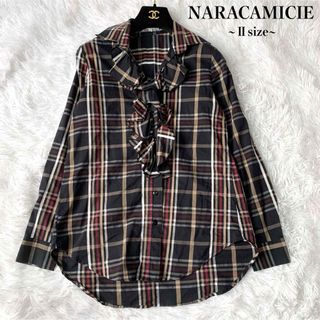 ナラカミーチェ(NARACAMICIE)の【美品】NARACAMICIE ナラカミーチェ チェックフリルシャツ スキッパー(シャツ/ブラウス(長袖/七分))