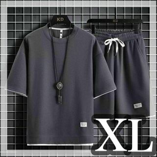 XL セットアップ 部屋着 パジャマ グレー シャツ メンズ 半袖 Tシャツ(その他)