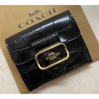 コーチ(COACH)の[新品未使用] ✨COACHクロコ型押し二つ折り財布✨ミニ財布(財布)